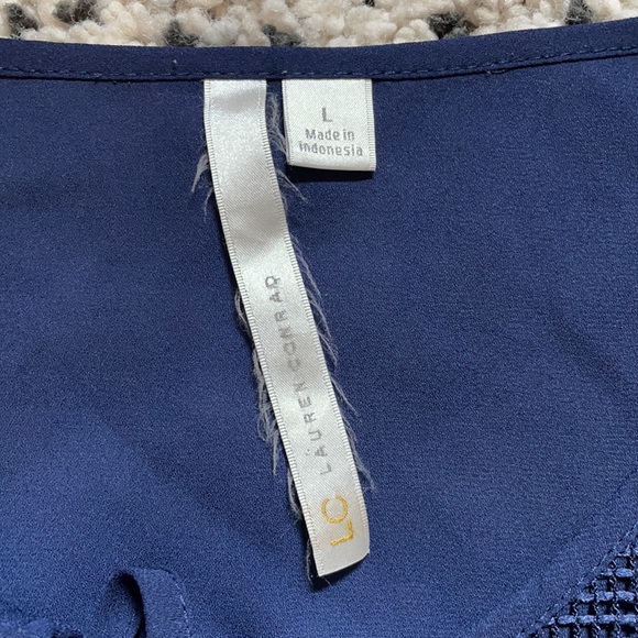 Large long sleeve navy blue blouse - Picture 5 of 5